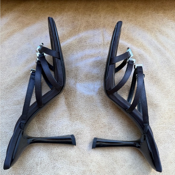 Alexander Wang Nala 105 Logo Sandals in black satin sz 37 - Picture 6 of 8